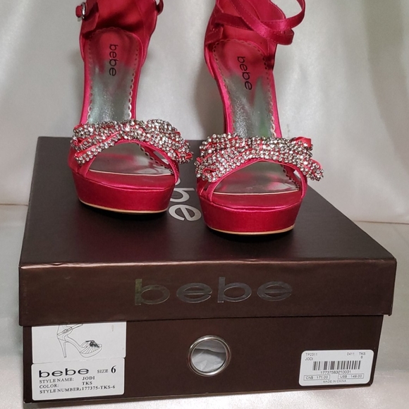 Bebe Jodi Hot Pink Crystal Embellished Heels - Picture 6 of 7
